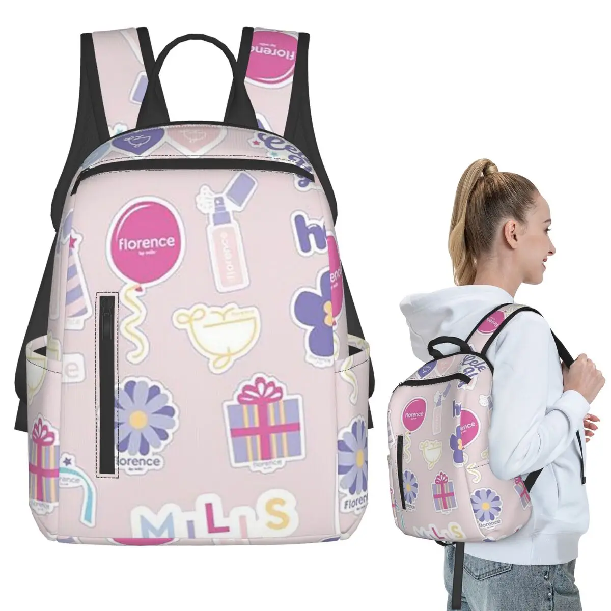 Florence By Mills Millie Bobby Brown (11) Backpack Student BookBag Boys Girls School Bag Computer Shoulder Bags Men Women