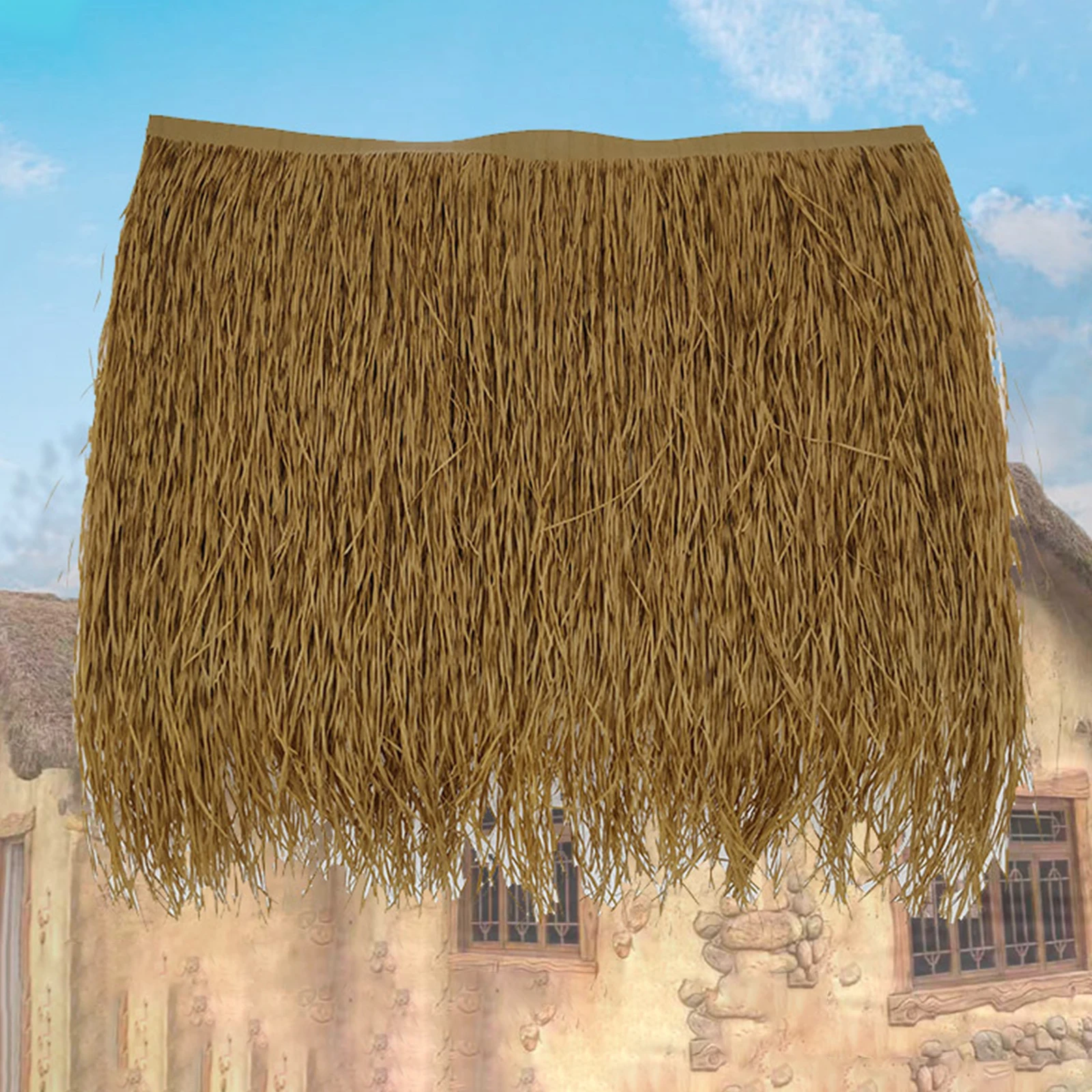 Palm Thatch Roll Hut Thatch Easy to Install Artificial Straw Roof Thatch Grass Thatch Roll for Tiki Bars Huts Fence Decoration
