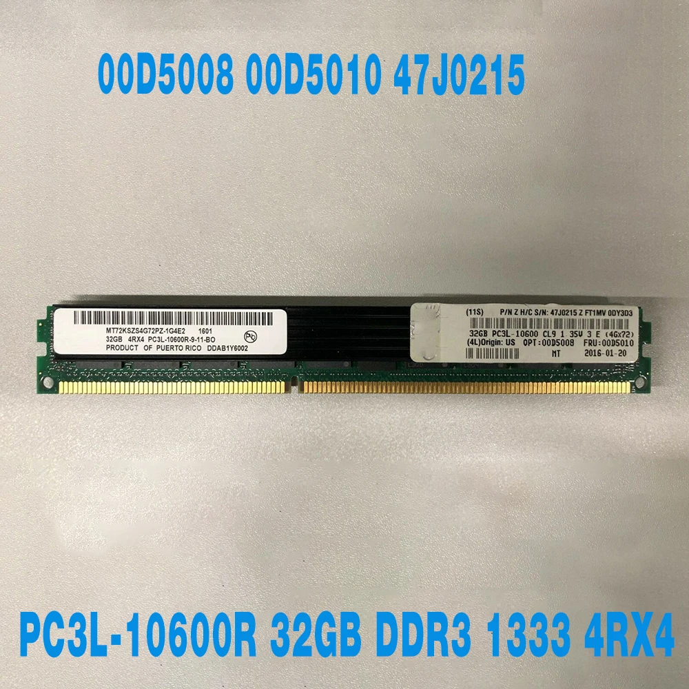 

1PCS For IBM RAM HX5 HS23E HS22 PC3L-10600R 32GB DDR3 1333 4RX4 VLP Server Memory 00D5008 00D5010 47J0215