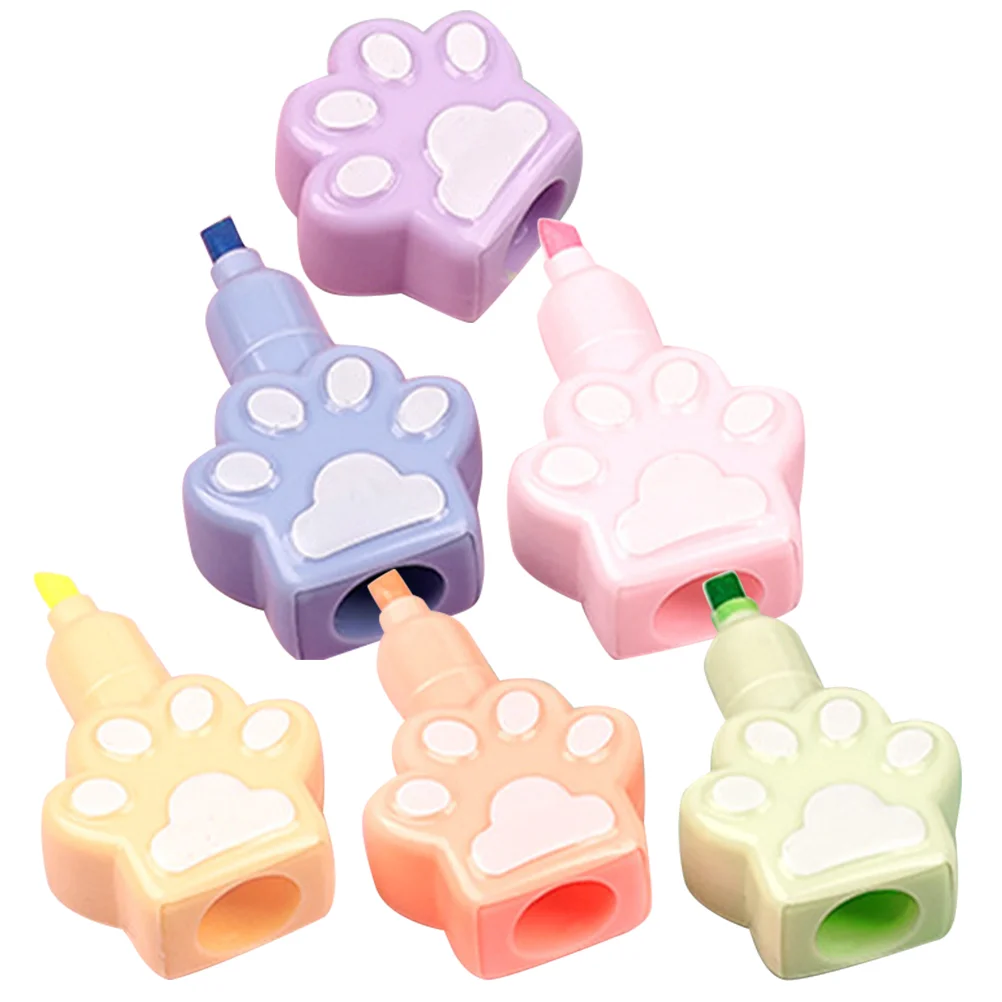 Highlighters Creative Cartoon Cute Cat Claw Wholesale Children's Account Pen Color Marker Paw Mini for Painting Pens