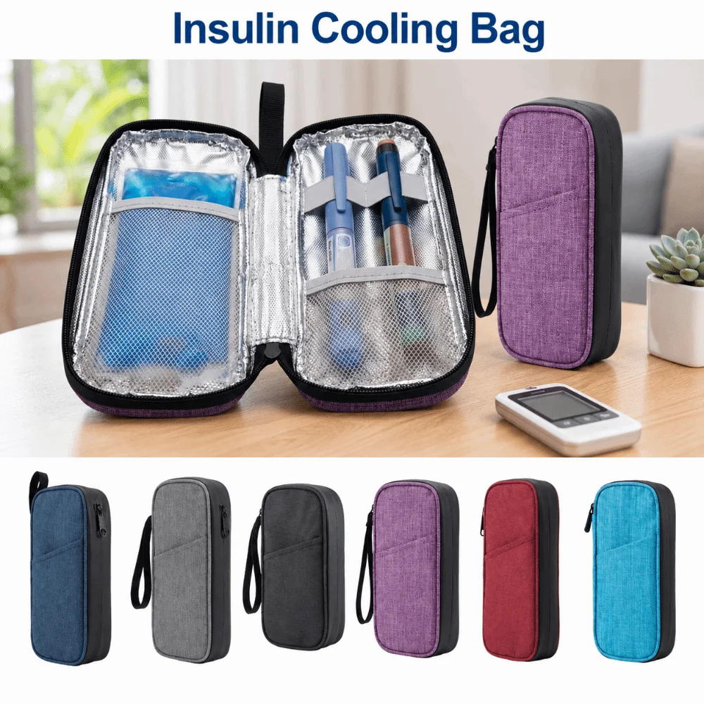 Shockproof Insulin Cooling Bag Portable Dust-proof Glaciated Cold Storage Bag Waterproof Solid Color Insulin Pens Storage Box