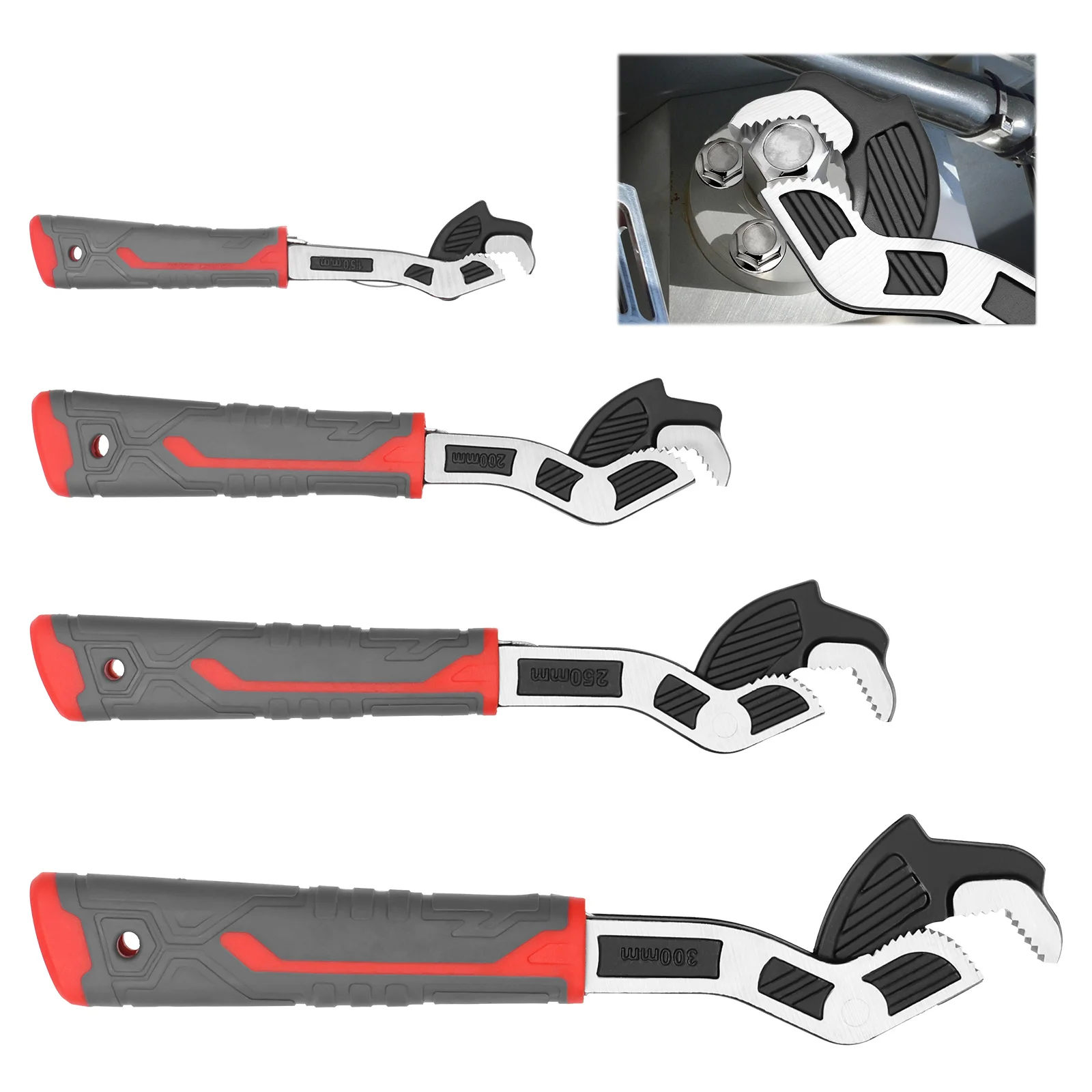 

2/4Pcs Pipe Wrench Set 6/8/10/12 Inch Multi-functional Self Adjusting Wrench Plumbing Tool Universal Fast Power Grip Pipe Wrench