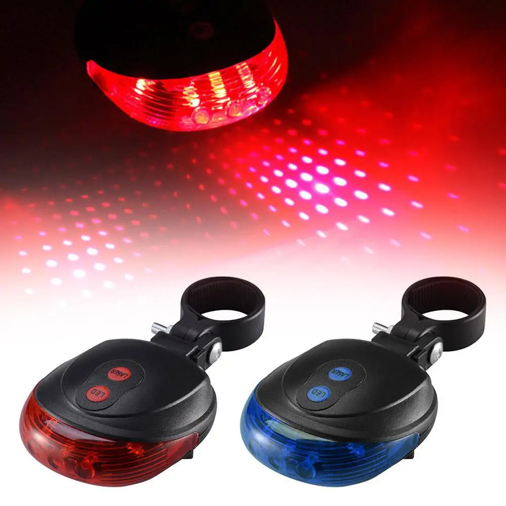 

Bicycle Bike LED Lights 2 Lasers 5 LED Waterproof Cycling Safety Taillight Rear MTB Bike Tail Warning Lights Taillight S8P9