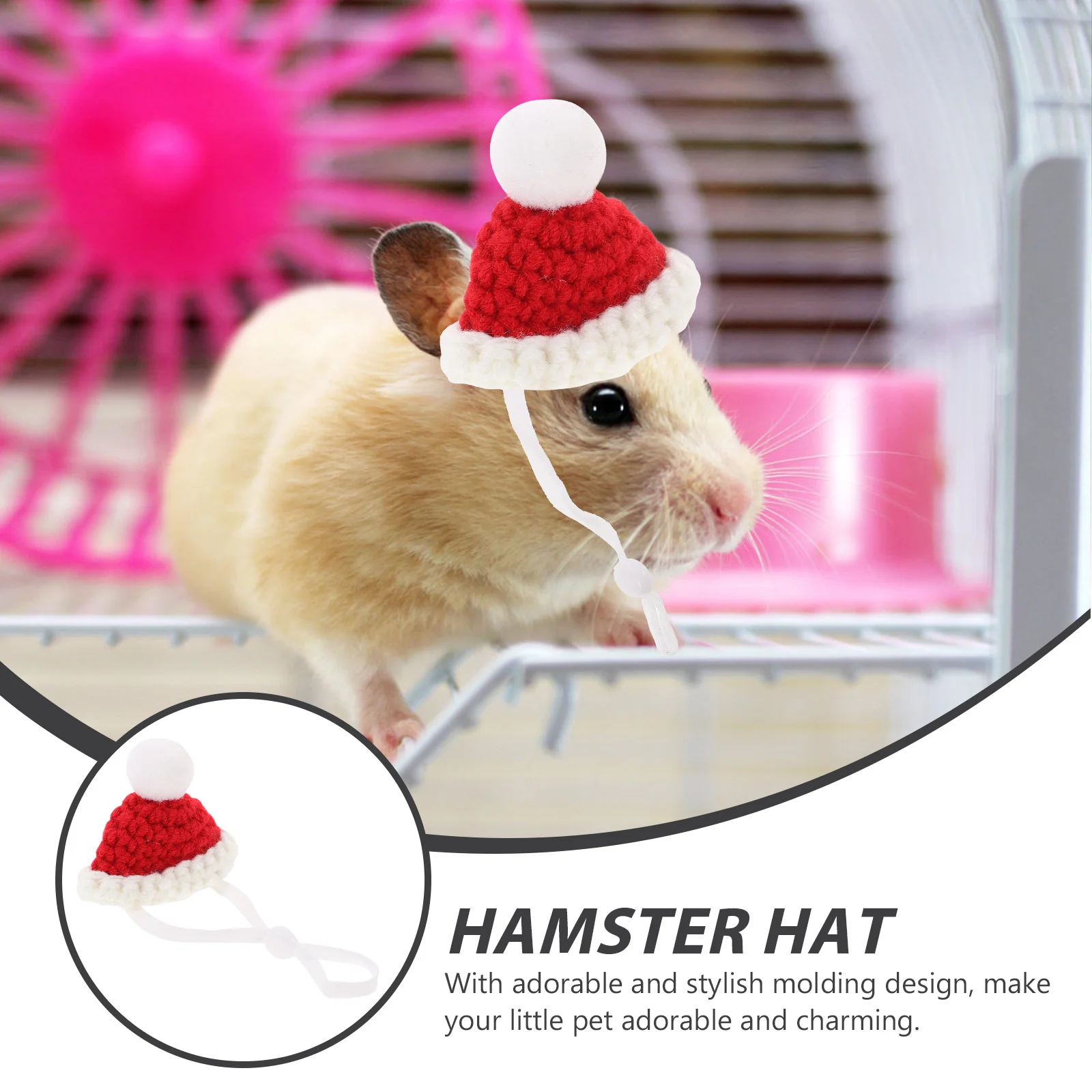

Mini Small Animal Hat Hedgehog Knitted Hamster Cap Adjustable Lightweight Comfortable Pet Cosplay Photo Prop Accessory