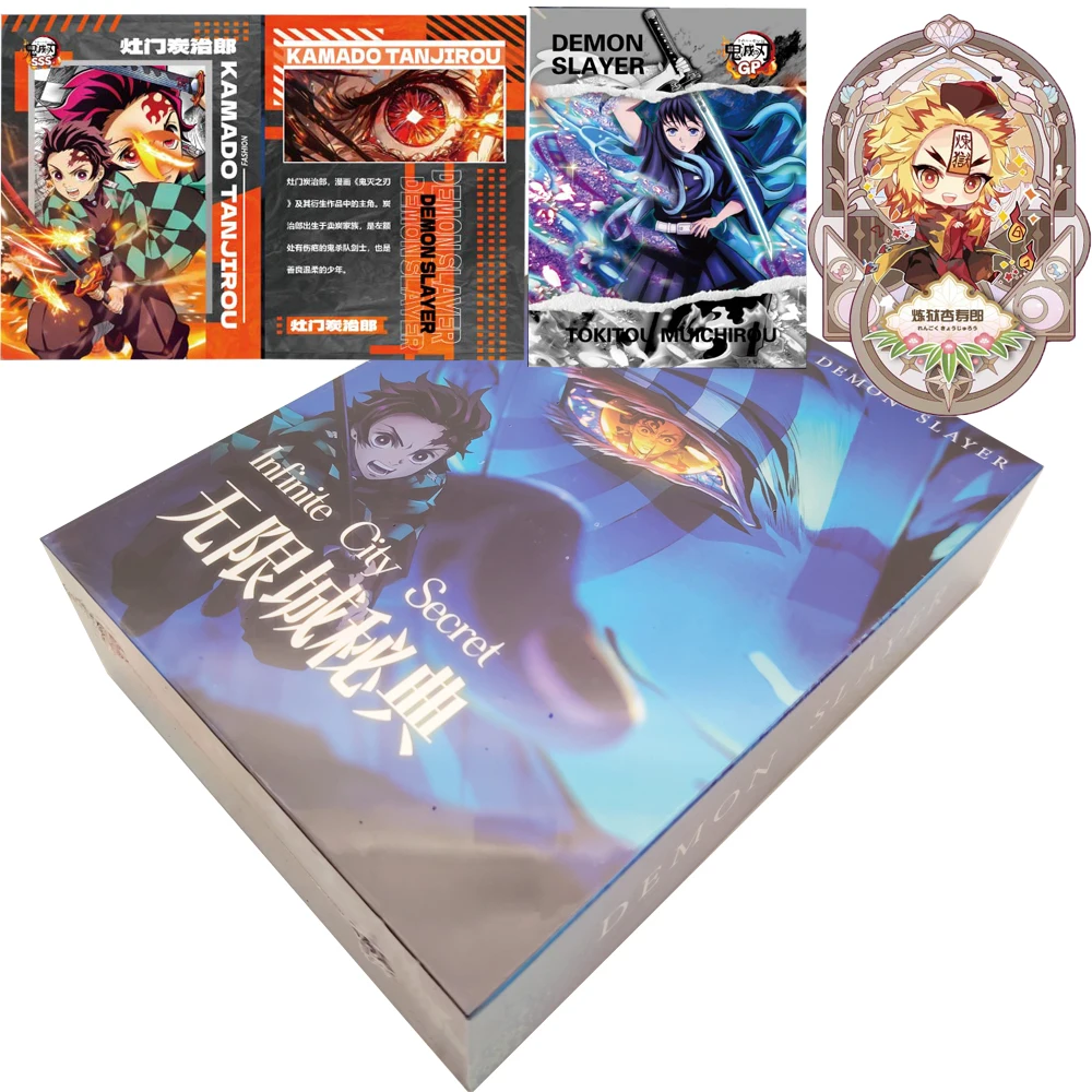 

Demon Slayer Card Infinite City Secret Anime Characters Rare Battle Trading Cards Table Playing Toys for Family Birthday Gifts