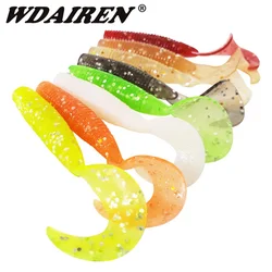 5Pcs Jig Wobblers soft Fishing Lures 60mm 1.8g Worm Spiral tail salt Smell Silicone Bait Aritificial Carp Bass Pike Lure Tackle