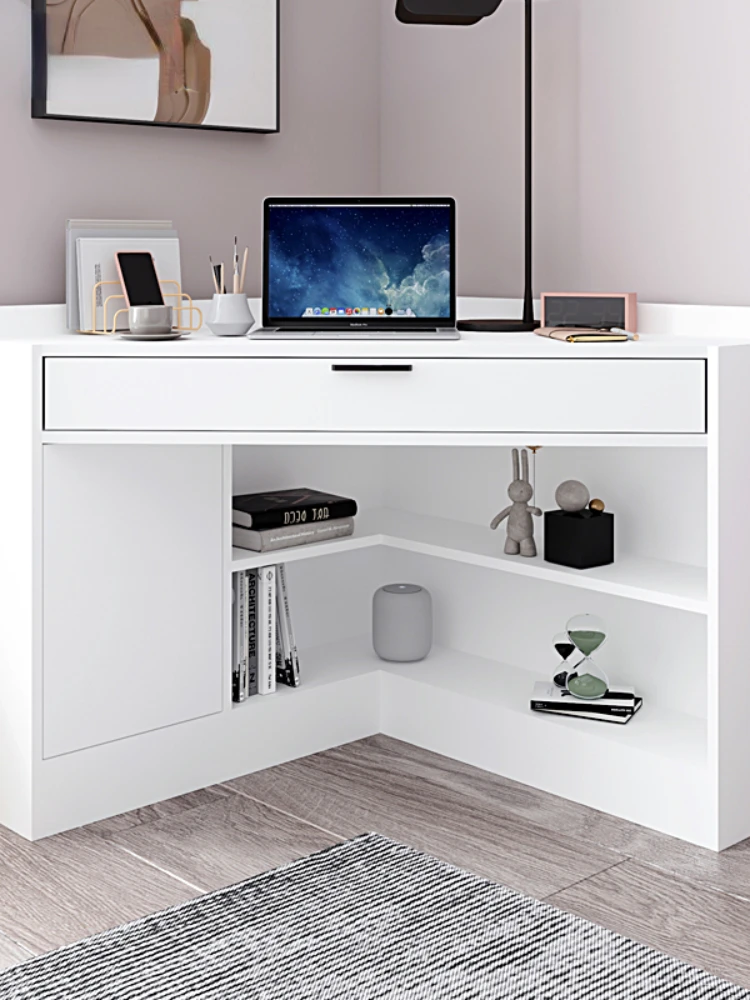 Home Bedroom Corner Computer Desk Bookshelf Bookcase Integrated Combination Customization 8h3