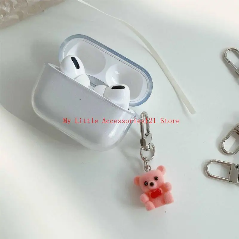 Versatile Small Flocking Bear Hanging Decoration Accessory Portable Keychain Charm for Car and Office Embellishment