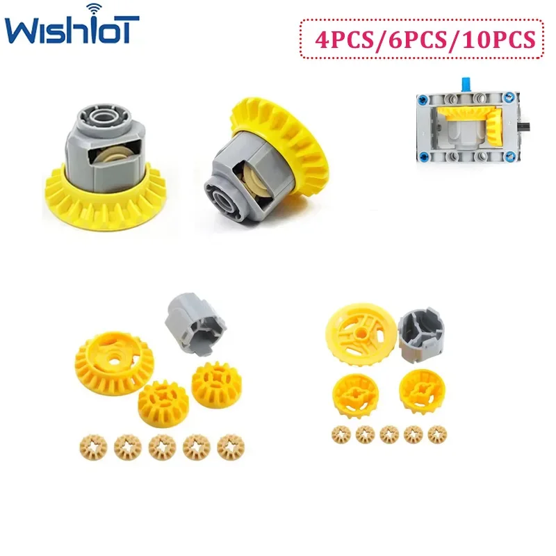 4PCS/6PCS/10PCS Differential Gears Technology Blocks Parts Assembled 65414/69761 Modified MOC Small Bricks Toys DIY Accessories