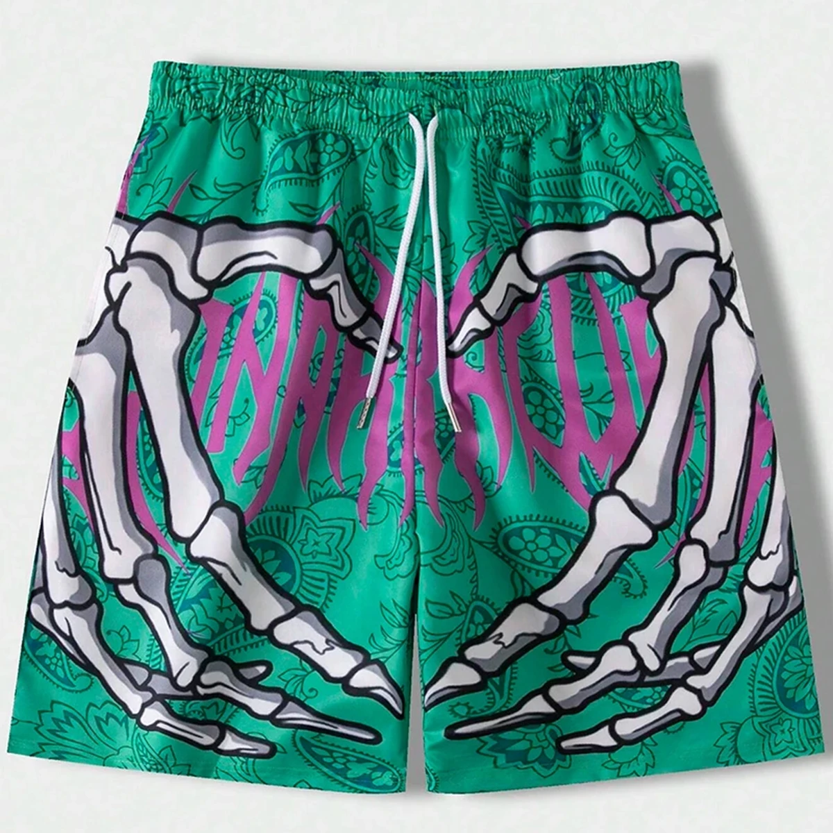 

Men's 3D Skeleton Hand Print Shorts - New Summer Casual Fashion Sports Breathable Loose Fit Trend Beachwear