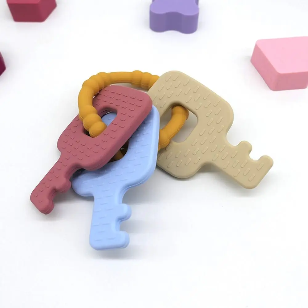 Silicone Key Chain and Sensory Teether Montessori Washable Bed Bell Interactive Pain Relief Teething Children's Gifts