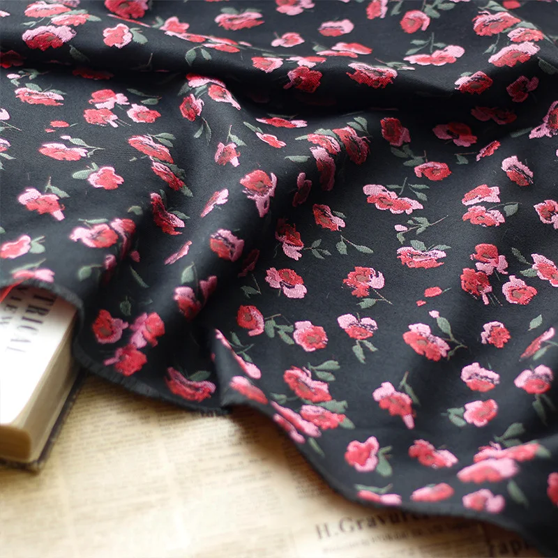 1 meter Yarn Dyed Floral Jacquard Fabric Autumn and Winter Women's Suit Jacket  Bags Shoes Making Fabric
