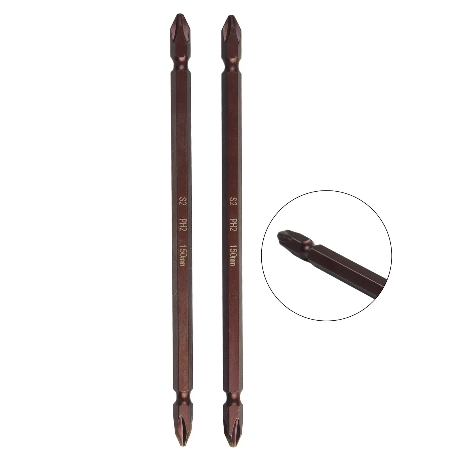 Hard Alloy Steel ไขควงแม่เหล็กชุด Bit สําหรับความแข็งแรงและความทนทาน 2PCS 65 มม.100 มม.150 มม.PH2 Double Head