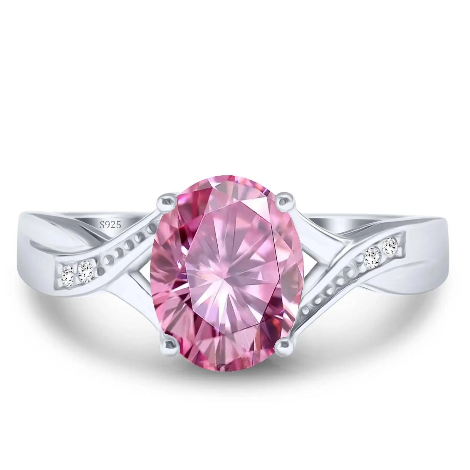 2CT Moissanit Feenartige Zierliche Anhänger für Damen S925 Reines Silber Verlobungsring Hochzeit Feiner Schmuck Farbenfrohe Ringe – Detail 8
