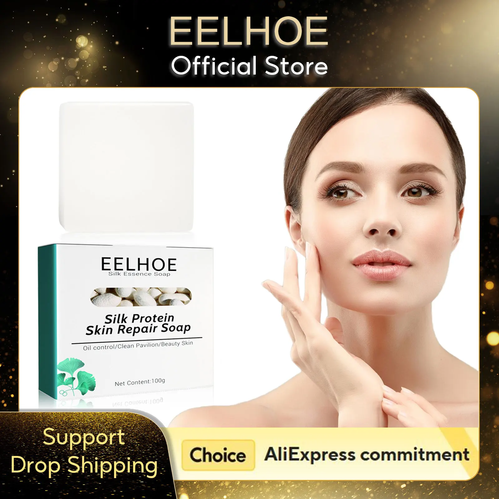 EELHOE Silk Protein Skin Repair Soap Facial Cleaning Soap Remove Mites Blackheads Natural Goat Milk Cleansing Bath Skin Oil 100g