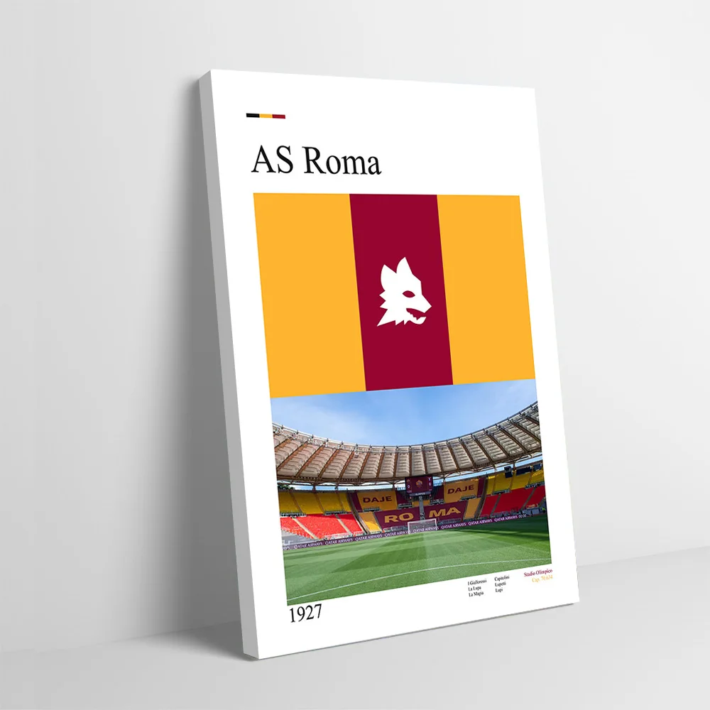 Póster con impresión del estadio AS Roma, imágenes personalizables, cuadro sobre lienzo para pared, regalo para decoración de sala de juegos, artículos de decoración del hogar
