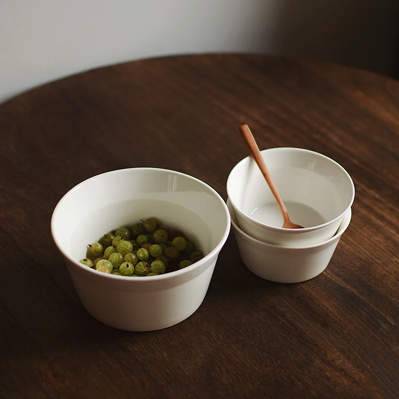 

Pure White Ceramic Dessert Bowl, Fruit Bowls, Student Dormitory, Noodle Bowl, Salad Bowl, Microwave Safe Tableware