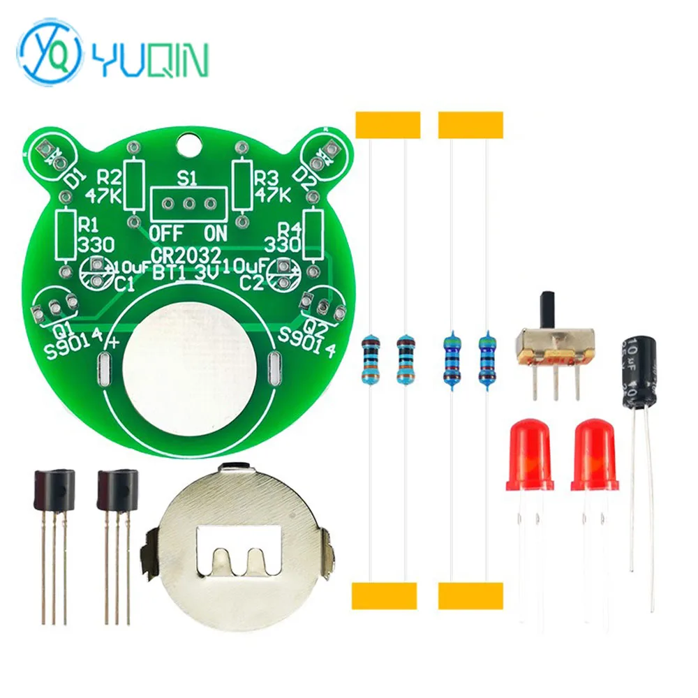 LED Flashing Light Kit Transistor Controlled Self-excited Multi Harmonic Oscillation Circuit Electronic Loose Parts DIY Assembly