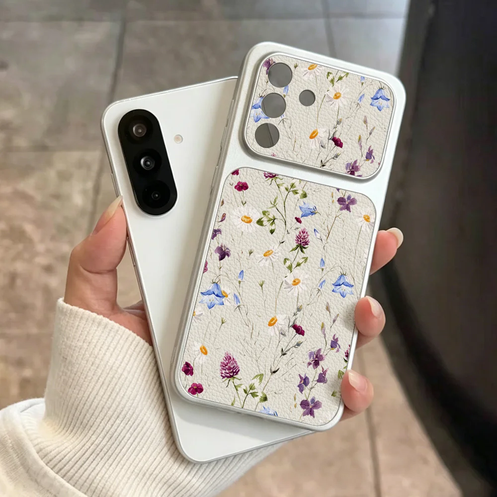 

Flower Phone Case For Samsung A57 A56 5G A16 A55 A37 A17 A54 A53 A36 A06 A07 A26 S26 Ultra S25 S23 S24 FE Lychee Leather Cover