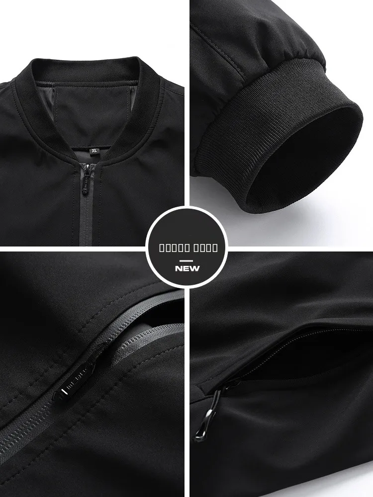 ملابس بيسبول كاجوال للرجال لربيع وخريف ملابس خارجية قابلة للتنشيط من ألياف البوليستر والنايلون وإغلاق بسحاب مقاوم للرياح #4