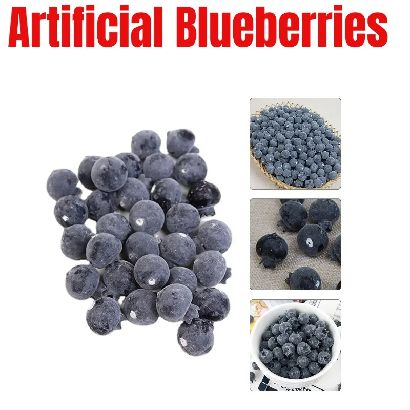 20PCS High Simulation Fruit Plastic Fake Blueberry Photo Props Fruit Home Artificial Food Blueberry Fruit Shop Model Decor