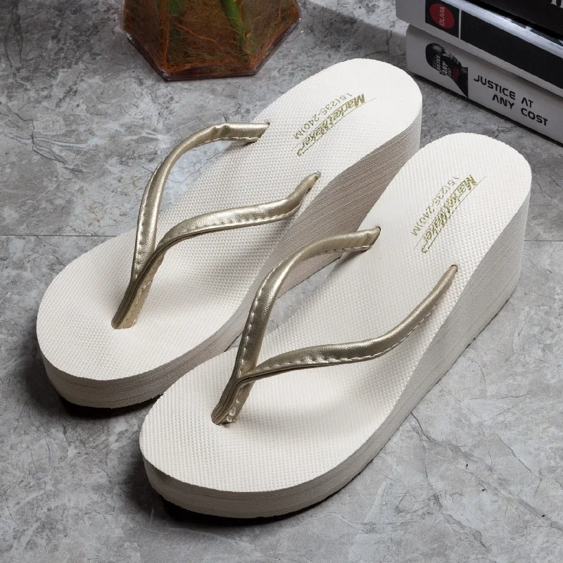

Women's Summer Beach Wedges Flip-Flops Lightweight Clip Toe Platform Sandals Woman High Heeled Outdoor Slides Orthopedic Shoes