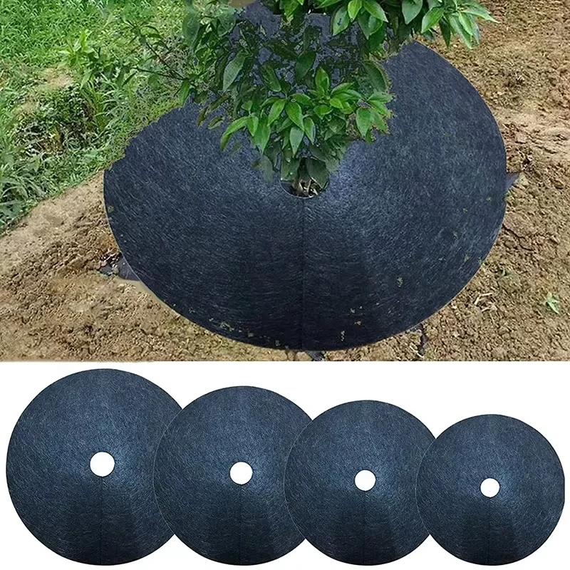 Non-Woven Tree Mulch Ring Weeding Barrier, Protector Mat, Plant Cover, Anti Grass, Gardening Fabric Weed Control, 15cm-82cm