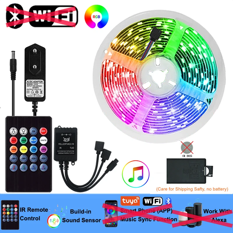 WiFi LED Strip Verlichting 5-30 M 220 V 110 V RGB 5050 Tape Lamp Alexa Bluetooth Rgb Led verlichting Strips Kerst Decoratie Verlichting