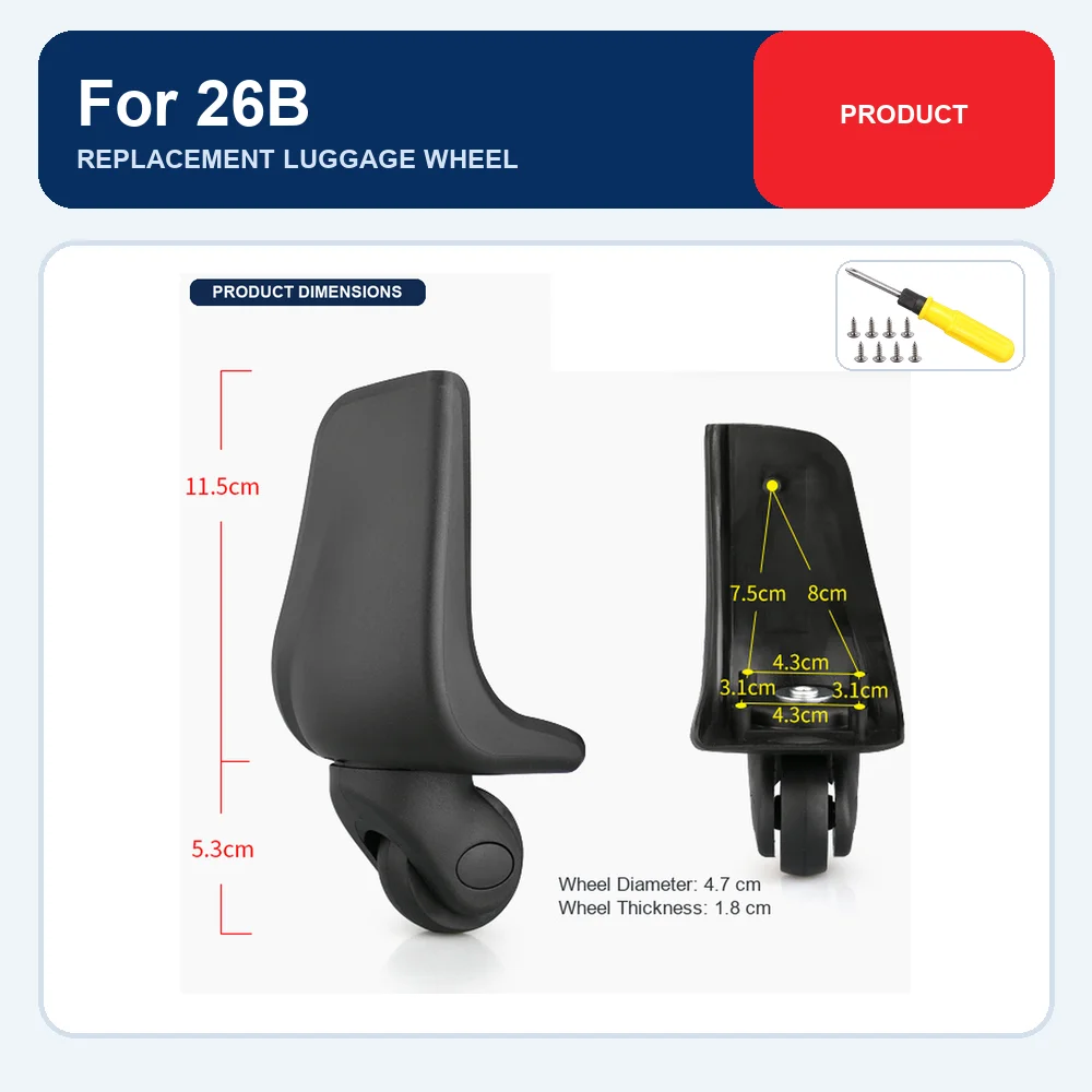 Rear Replacement Luggage Wheel For American Tourister 26B For Swiss Military 26B For Diplomat 55Q Caster Repair Part