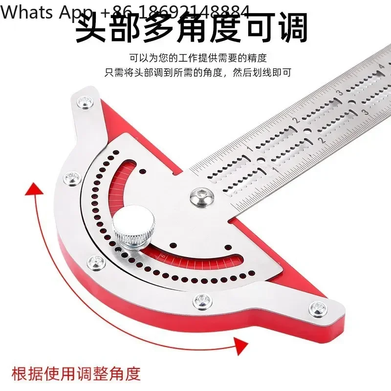 Stainless Steel Edge Ruler for Woodworking Angle Ruler Multifunctional High Precision Protractor Semicircular Arc Scribing