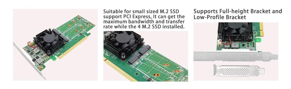 PCIe 3.0 X16 zu 4x M.2 NVMe SSD Switch-Adapter Unterstützt 2280 SSD-PE3162-4IL Keine Motherboard-Bifurkation Erforderlich – Detail 4