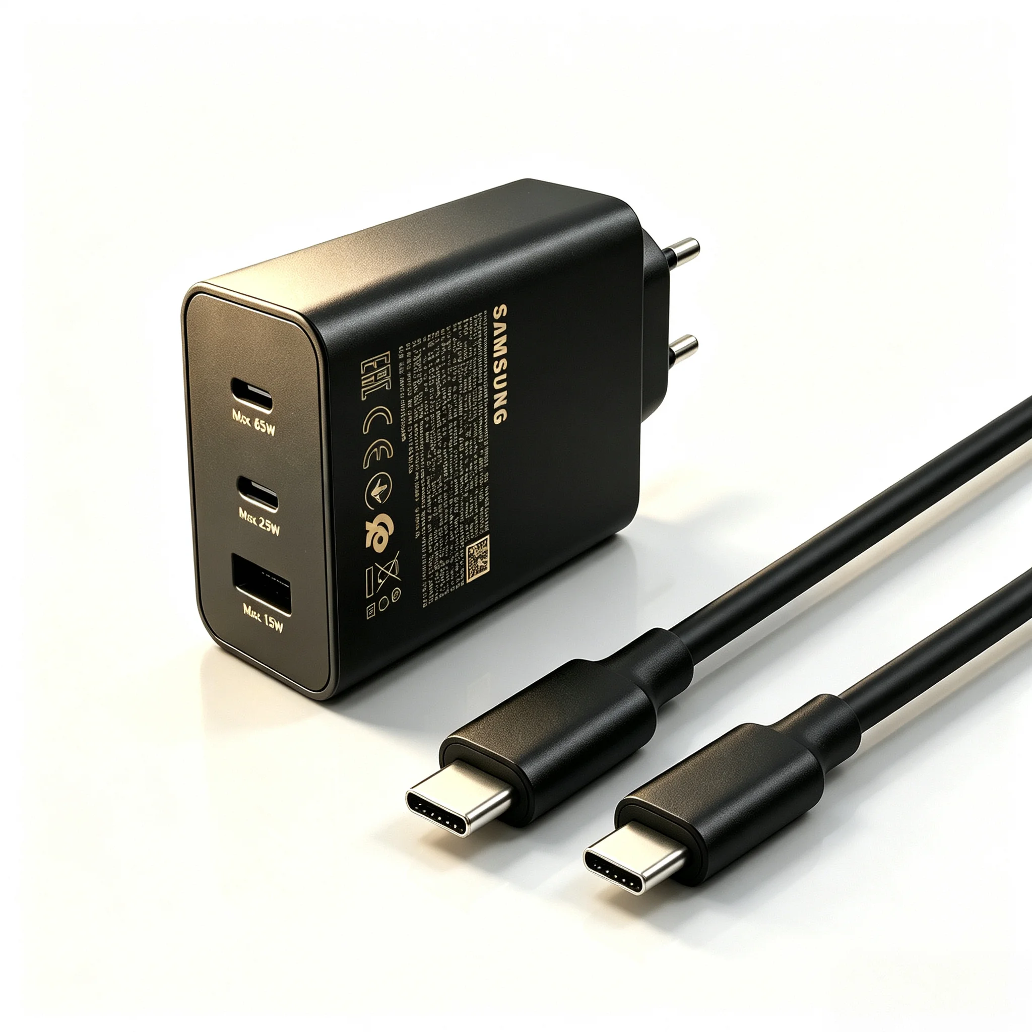 Samsung 65W PD Charger 3-Port Fast Charging For Galaxy Z Fold Flip 8 S26 Ultra Plus S25 S24  EU Wall Adapter 1.8M Type C Cable