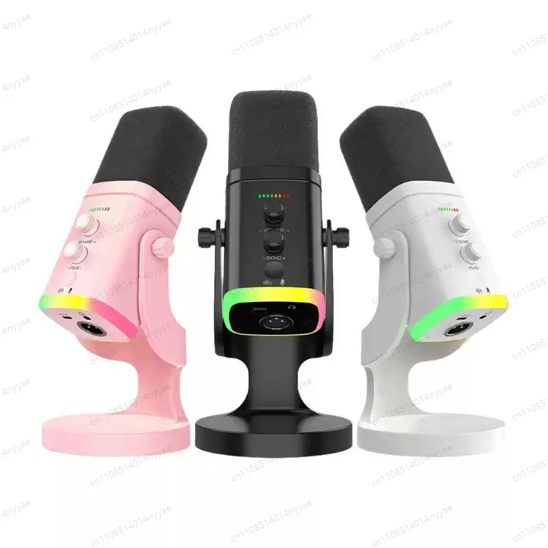 Hot Professional USB Game Microphone Wired RGB AM8 Computer Streaming Media Podcast Noise Elimination XLR Dynamic Microphone