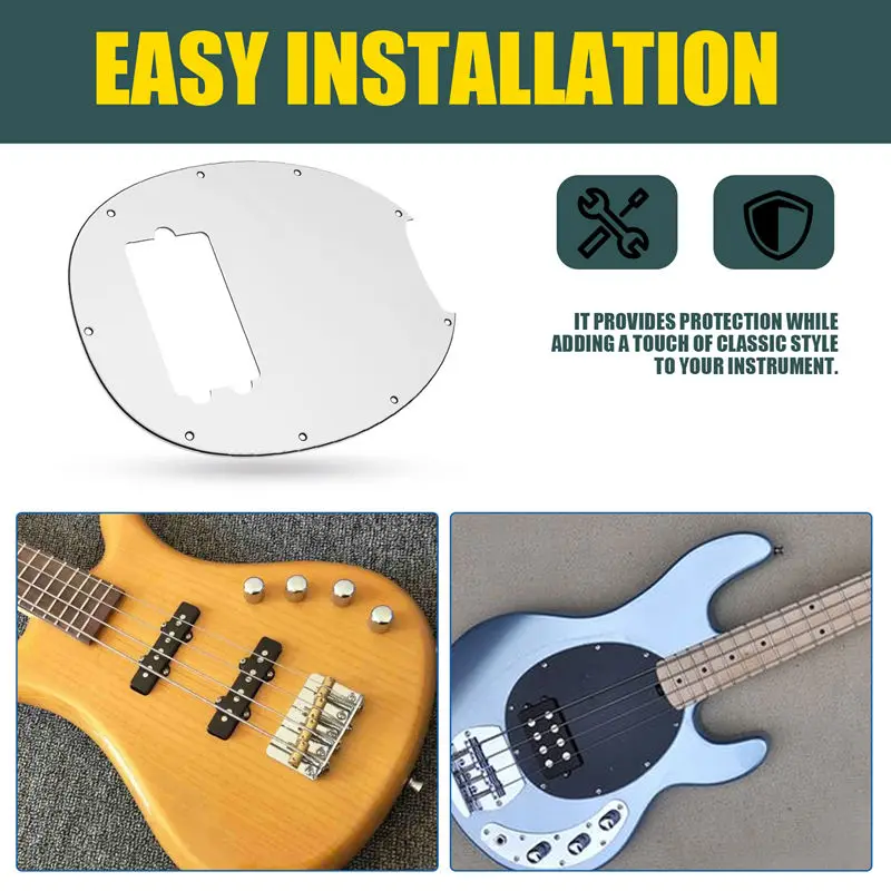 9 lubang Bass Pickguard cocok Mm Klasik 4 Bass pelat gores pencungkil untuk 9-lubang Pickup rendah cocok untuk musisi (putih)