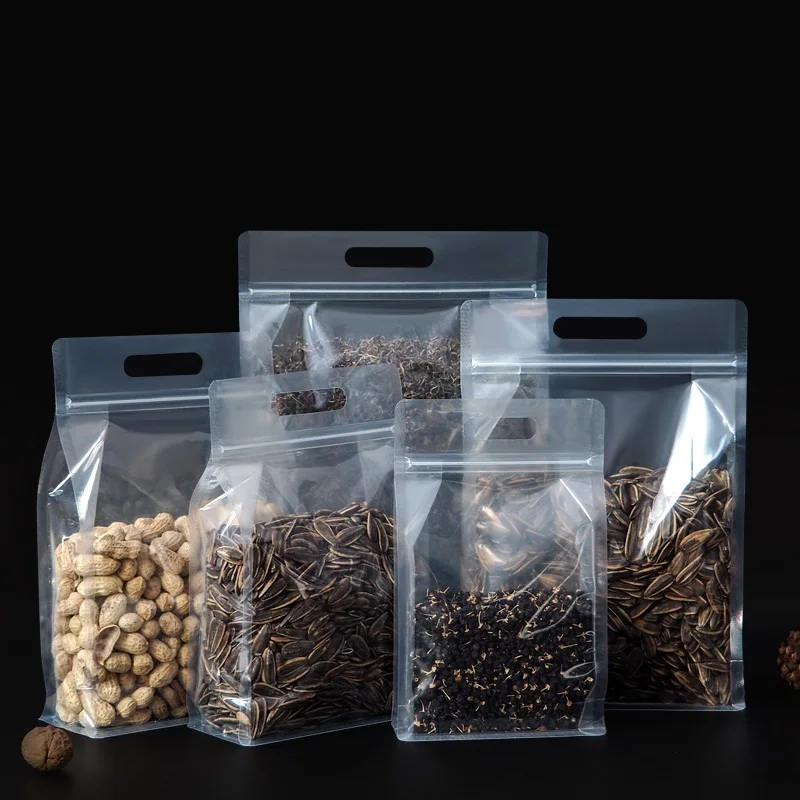 500Pcs/Lot Eight-side Thickened Plastic Bag Transparent Sealing Packaging Bag Candy/Flower Tea/Cat Food/Fishing Bait Ziplock Bag