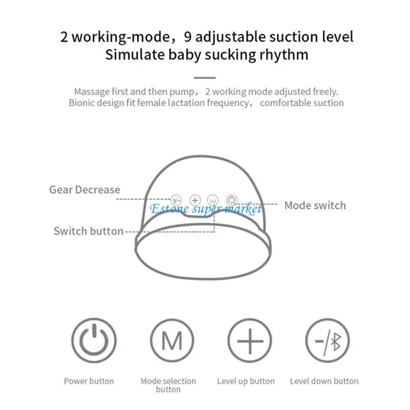 090B مضخة الثدي الكهربائية يمكن ارتداؤها يدويًا بدون استخدام اليدين، كوب حليب الأطفال، جهاز تجميع حليب الأطفال، قابل لإعادة عبر #4