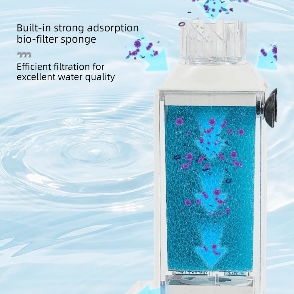 3-in-1 USB Fish Tank Filter Suction Cup Wall-Mounted Submersible Pump Low-Water-Level Silent Aquarium Filter Pump
