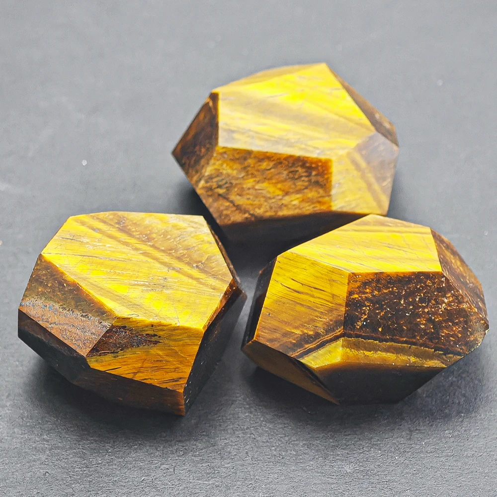 1PC Natural Tiger Eye Stone Burnishing Geometric Section Shaped Polyhedral Landscape Crystal Stone Crafts Home Decoration