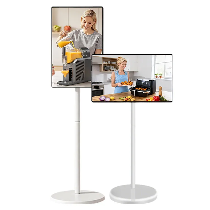 22 Inch Movable Smart Screen Portable TV Rotatable Interactive Monitor on Wheels Wireless Battery Follow by Me Television