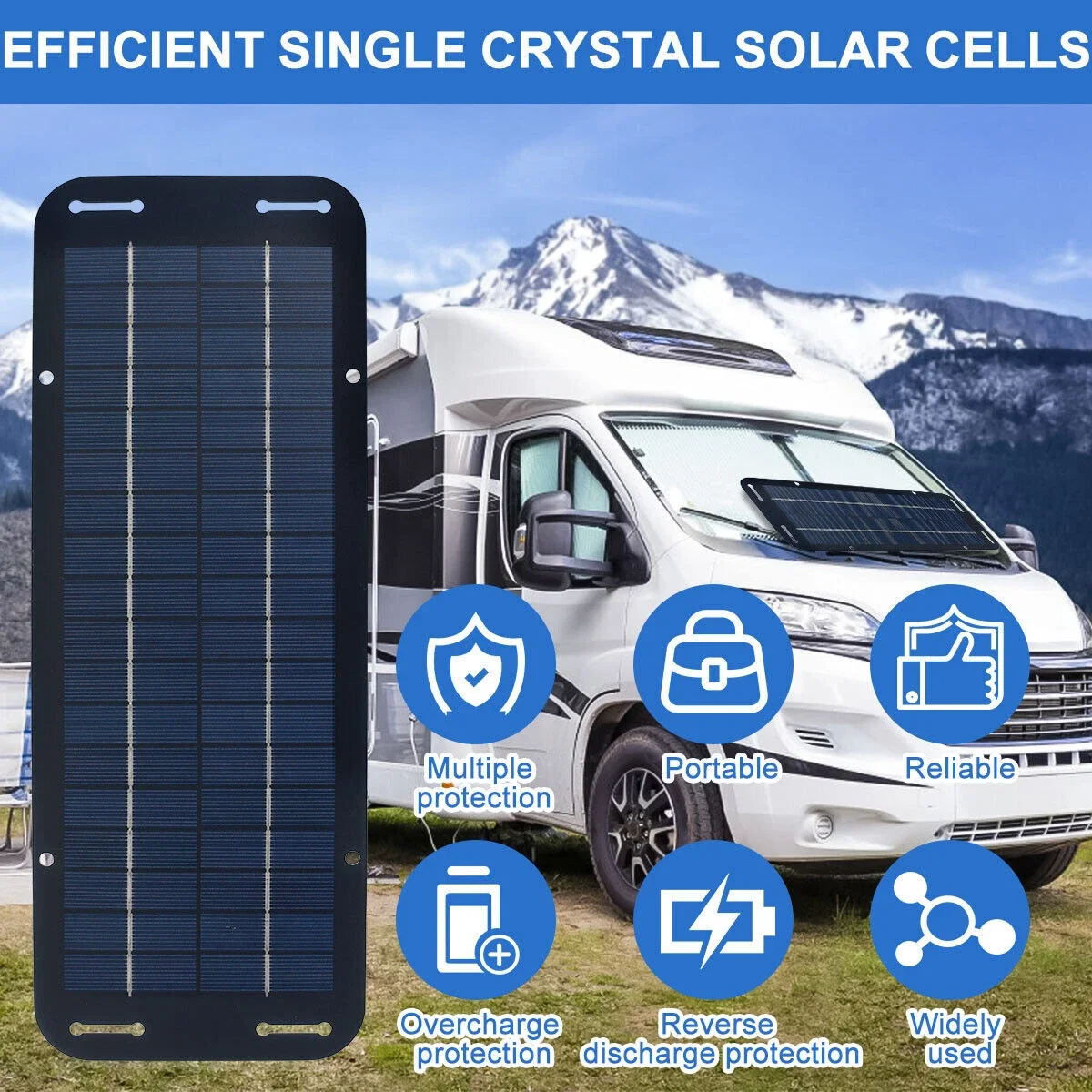 30W Solar Panel 12V Trickle Charger Battery Charger Kit Maintainer Boat Car RV view 7