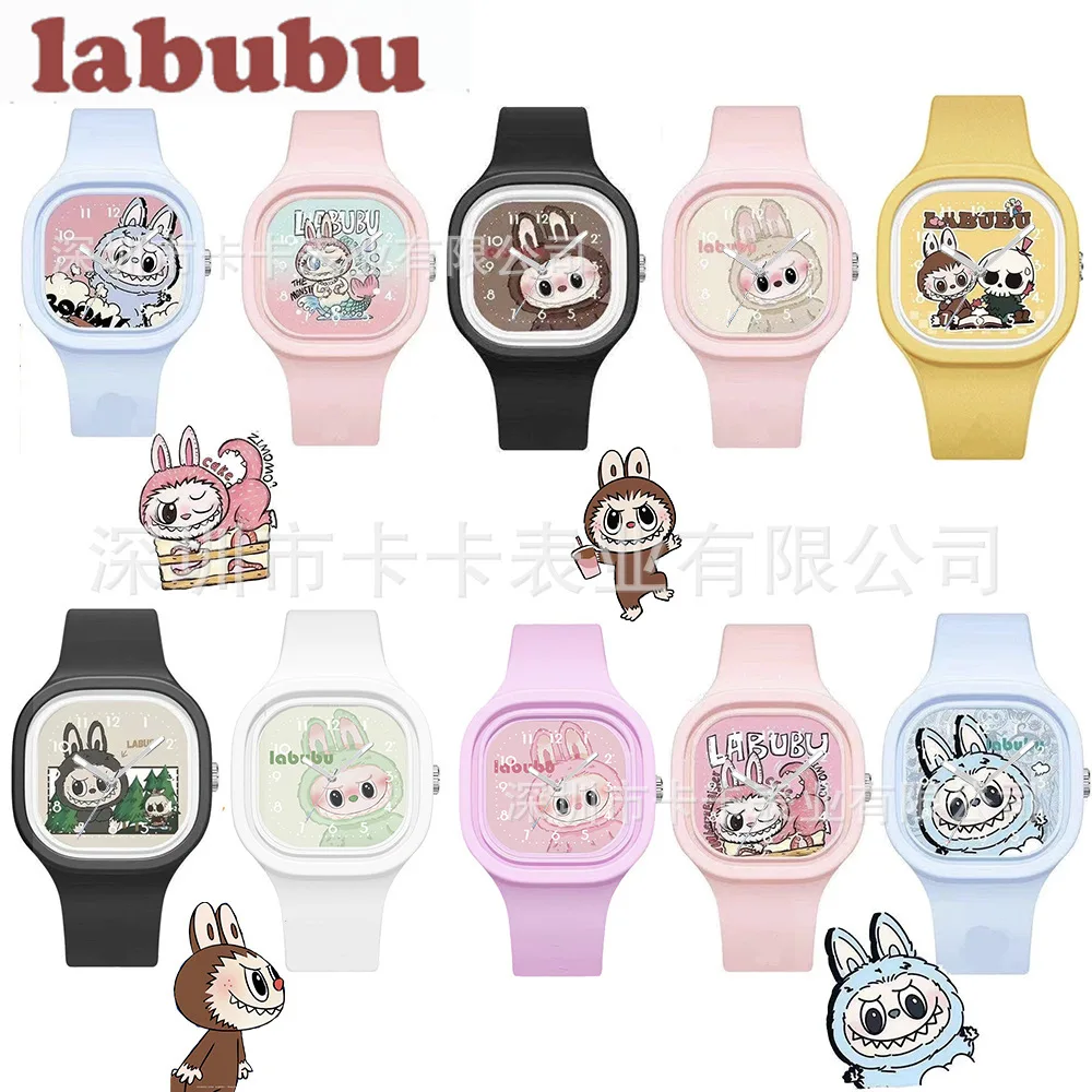 Labubu The Monsters Heartbeat Anime Watch Cute Cartoon Figure Kawaii Silicone Quartz Watch Children Peripherals Decoration Gifts