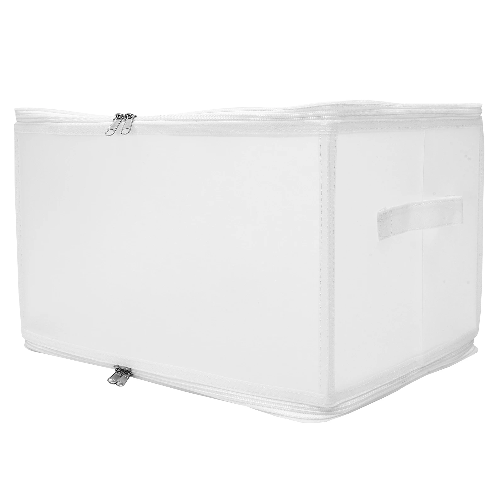 

Collapsible Storage Box 30L White PP Clothes Organizer Wardrobe Tshirt Case Foldable Garment Container Zipper Design