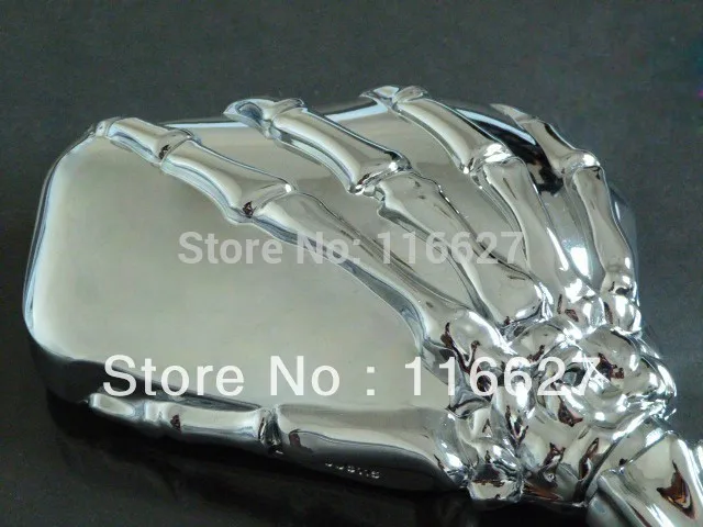 CHROME Skull Skeleton Hand Mirrors for Kawasaki Ninja Vulcan 800 900 1500 1600