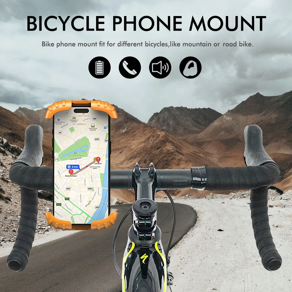 Road Mountain Bike Motorcycle Handlebar Phone Holder 360° Rotating Adjustable Cycling Cell Phone Holder Navigation Bracket