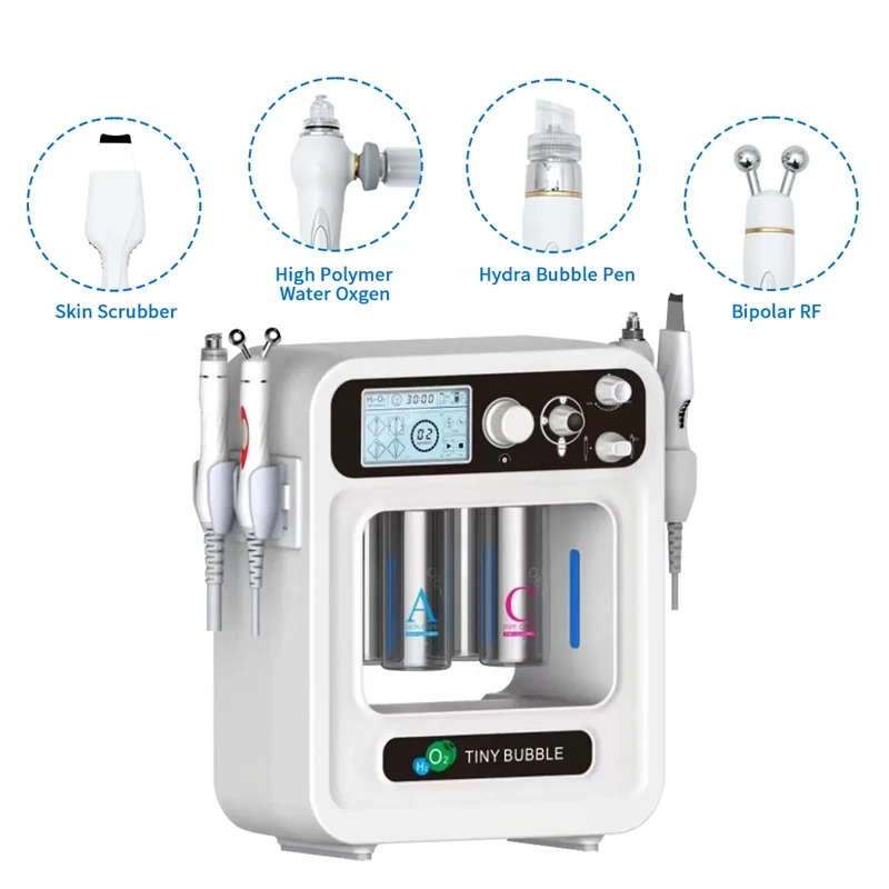 4 in 1 H2O2 Small Bubble Hydrodermabrasion Machine Nano Oxygen Jet Sprayer Water Peeling Deep Cleansing Beauty Spa Device