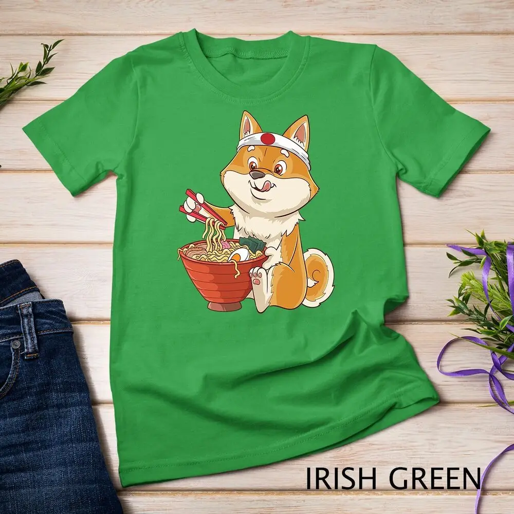 Unisex Shiba Inu Dog T-shirt, Ramen Japonês, Sopa De Macarrão, Cão