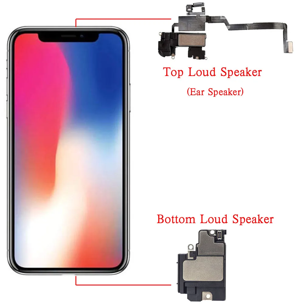Top Ear Speaker With Flex Cable Replacement For iPhone X XR XS Max Bottom Loud Speaker