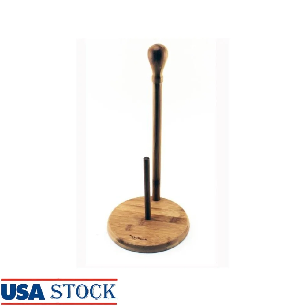 

Bamboo Paper Towel Holder Easy Access Design Durable Kitchen Bathroom Storage Organizer with Towel Guard