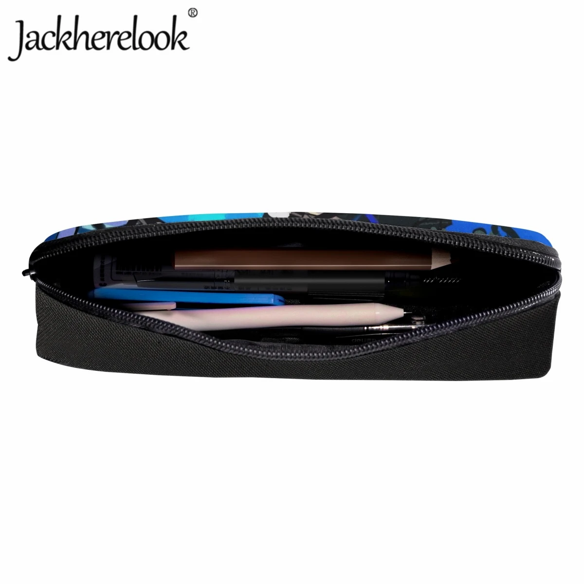 Jackherelook menino lápis casos anime azul bloqueio padrão escola menina lápis sacos makeupbag material escolar prático para crianças