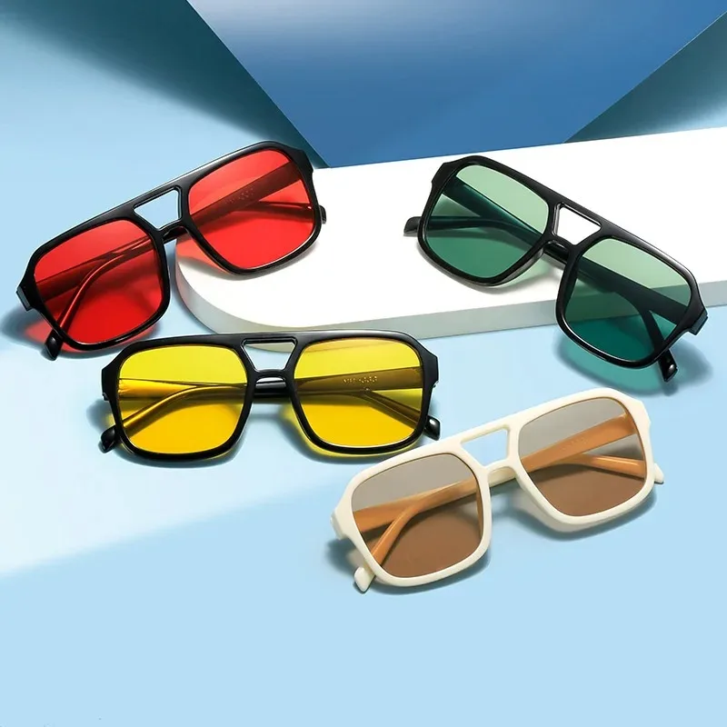 1/3pcs Vintage Oversized Sunglasses Women Brand Big Frame Sun Glasses Female Black Yellow Style Square Eyewear Oculos De Sol